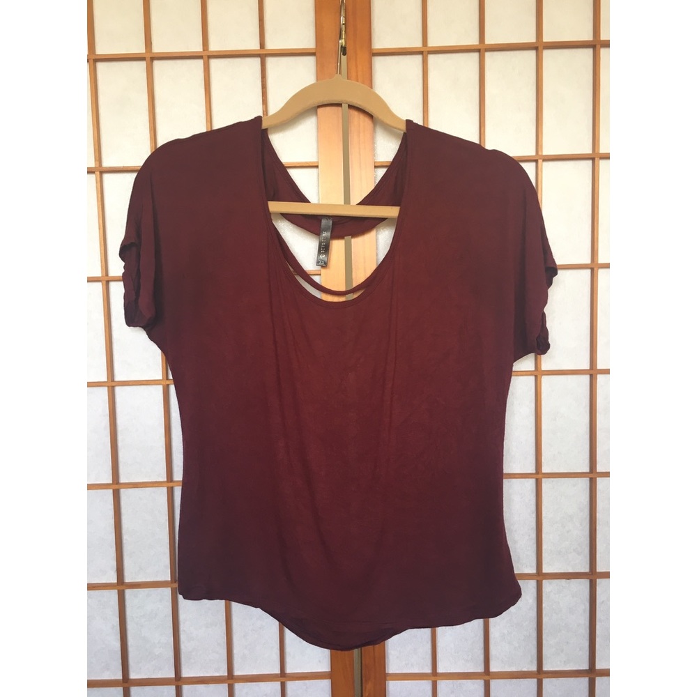 Maroon Shredded Back Tee