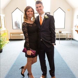 Long sleeve black lace dress