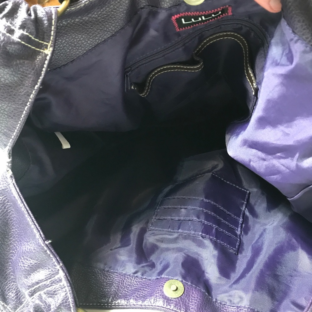 Lulu's faux leather plum purple hobo purse - Picture 4 of 5
