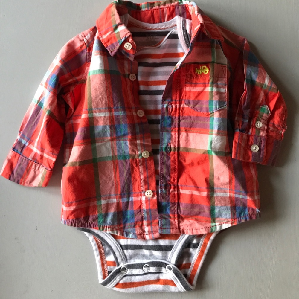 Orange long sleeve baby boy tops