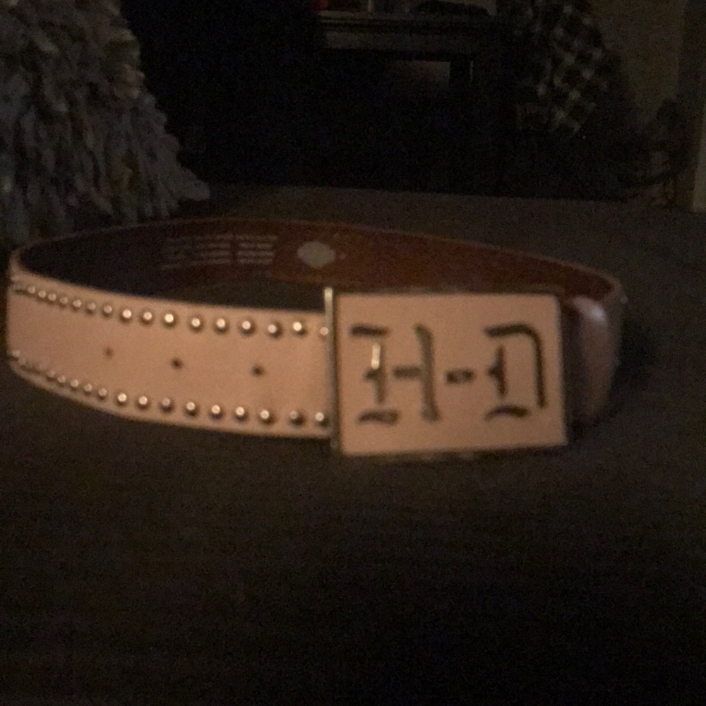 H-D BABY PINK GENUINE LEATHER STUDDED BELT