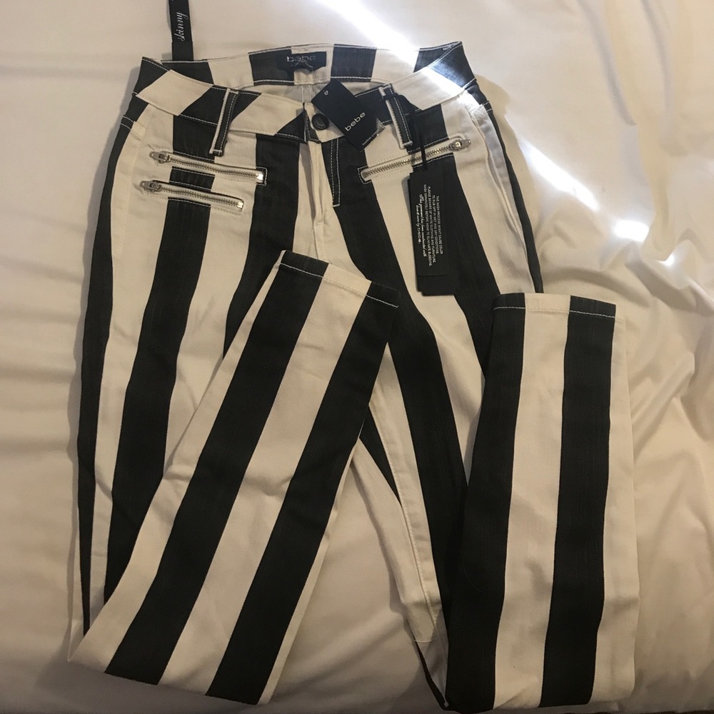 NWT Bebe super fun vertical stripe jeans