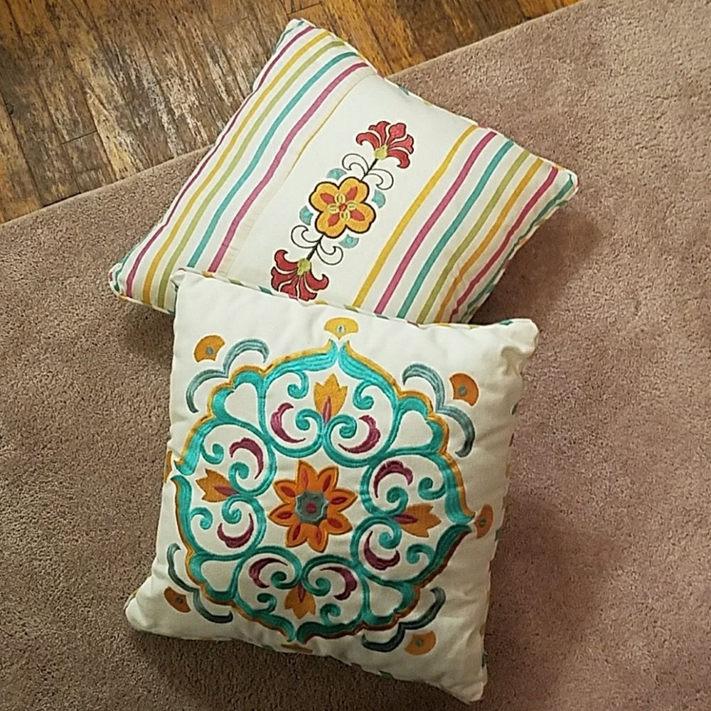 SOLD Pink and teal throw pollows