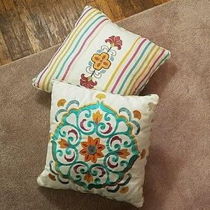 SOLD Pink and teal throw pollows