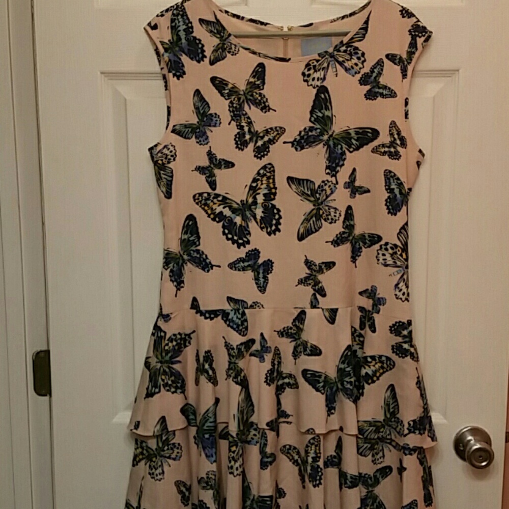 Adorable Butterfly print blush dress