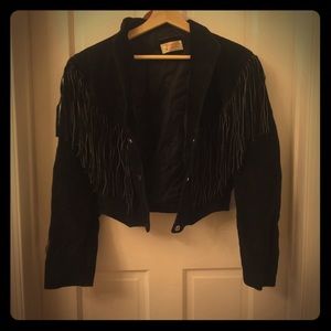 Vintage Suede Fringed Crop Jacket