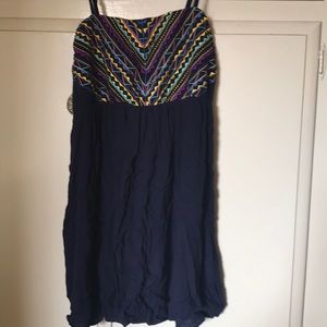 Navy blue dress with tribal pattern