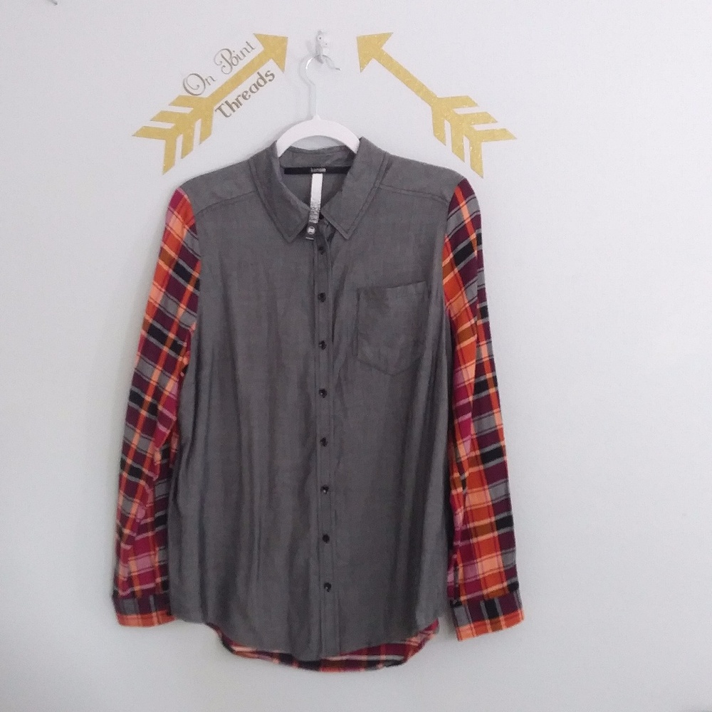 Kensie Long Sleeve Chambray Denim w/Plaid Shirt