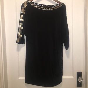 Silk BCBG Max Azria black silver beaded dress