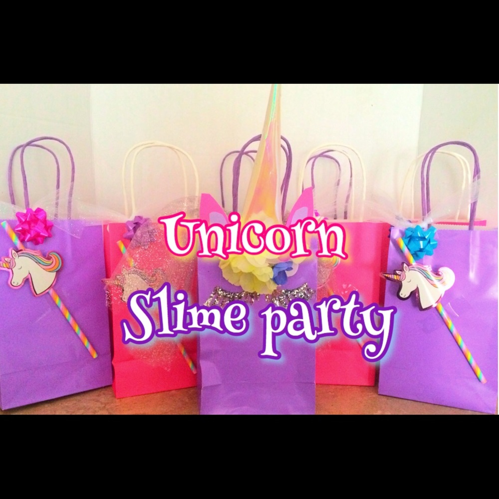Party favors for a slime unicorn party!