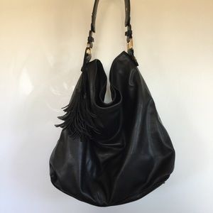 Black Faux Leather Tote