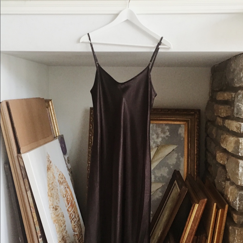 90s brown slip dress, one of my favorite pieces!