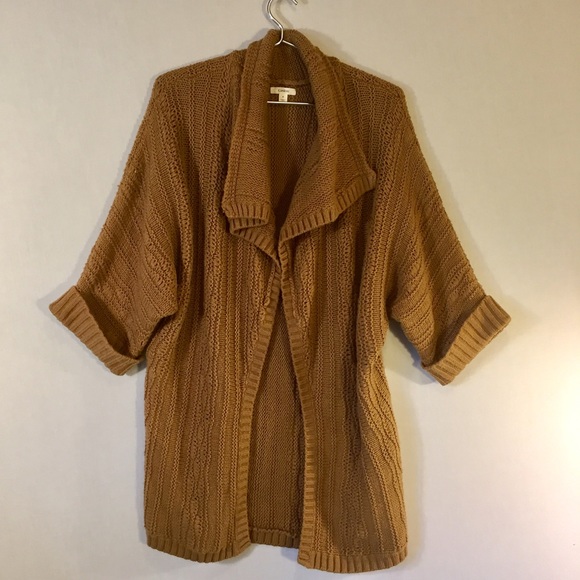 Caslon Sweaters - Caslon Open Front 3/4 Sleeve Woven Cardigan