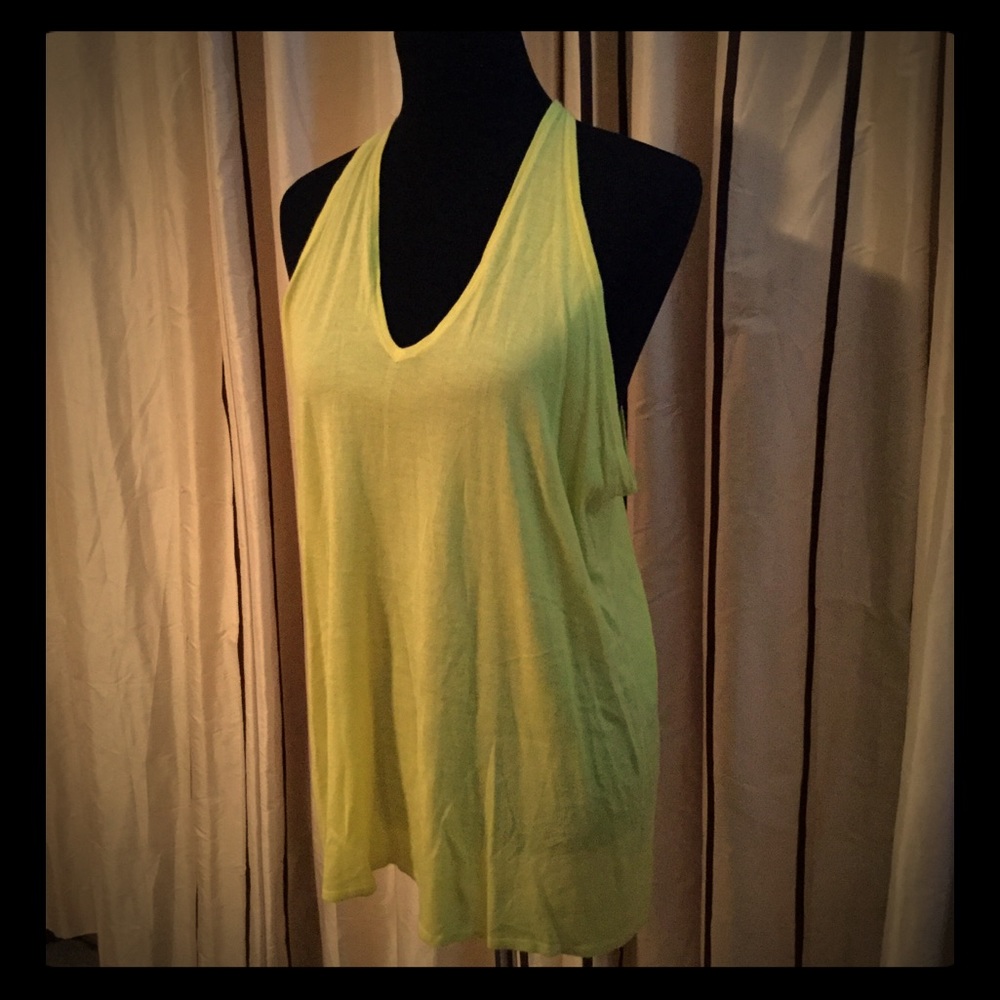 Line Yellow Crisscrossed V-Neck Racerback Tank