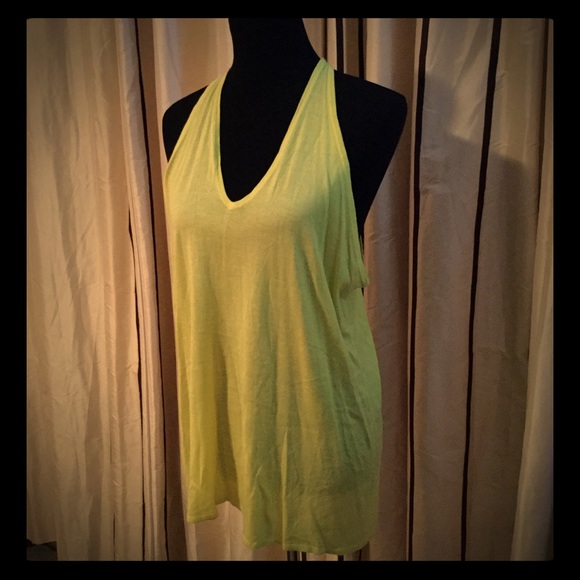 Line Yellow Crisscrossed V-Neck Racerback Tank - Picture 1 of 6