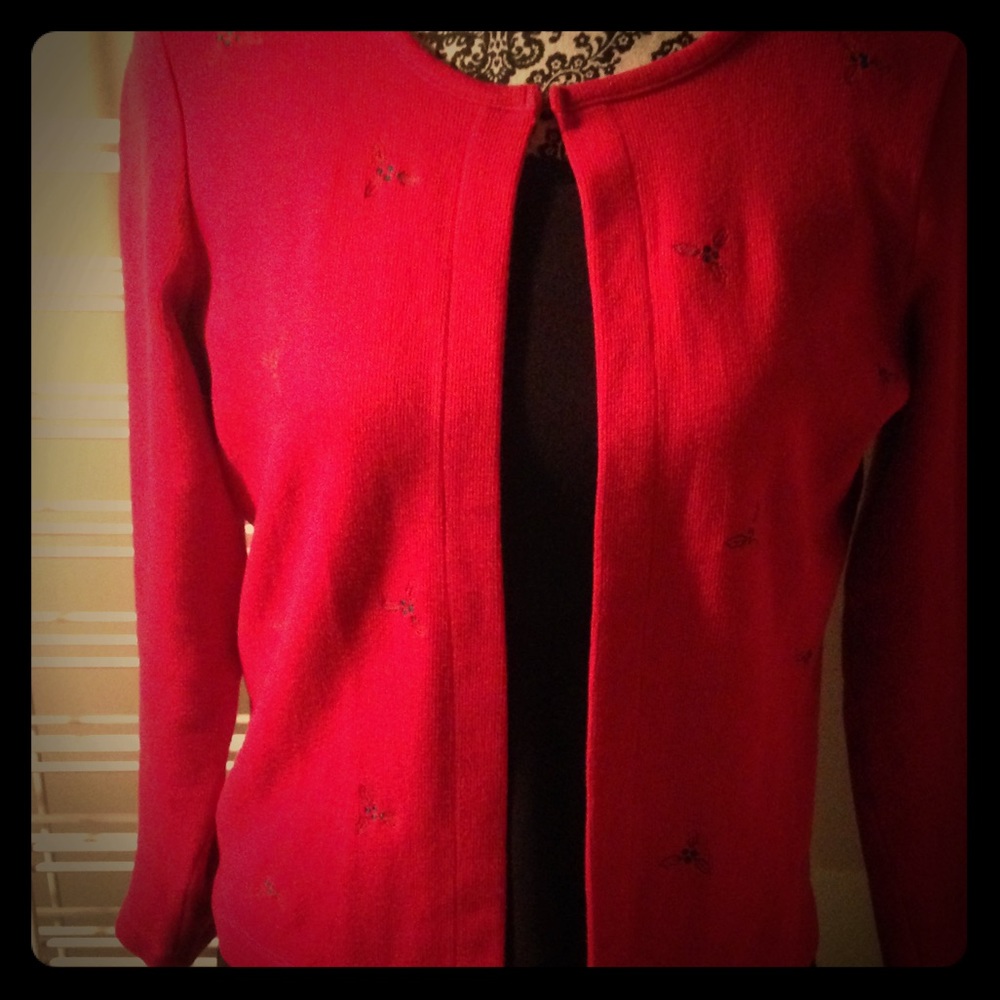 Liz Claiborne 3/4 Sleeved Holiday Cardigan