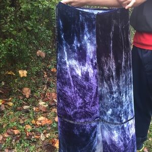 Blue velvet maxi skirt