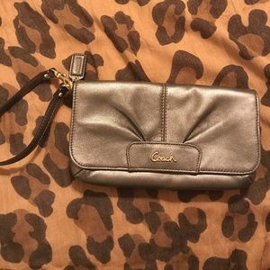 Bronze Metallic Coach Wristlet/Clutch