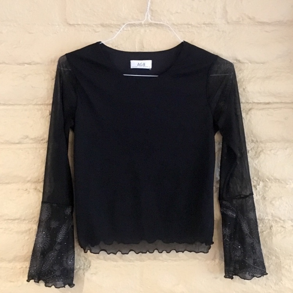 vtg 90s charmed black mesh long bell sleeve witchy