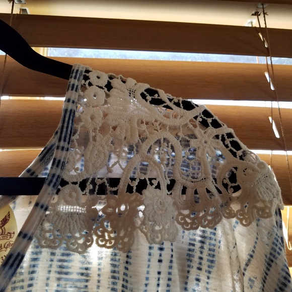 Peasant Blouse/Tunic Plus Lace Crochet Boho Top - Picture 3 of 8
