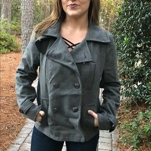 Charcoal wool peacoat