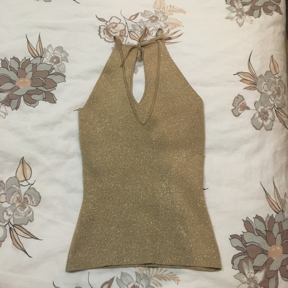 Boutique Gold fitted dressy tank top XS