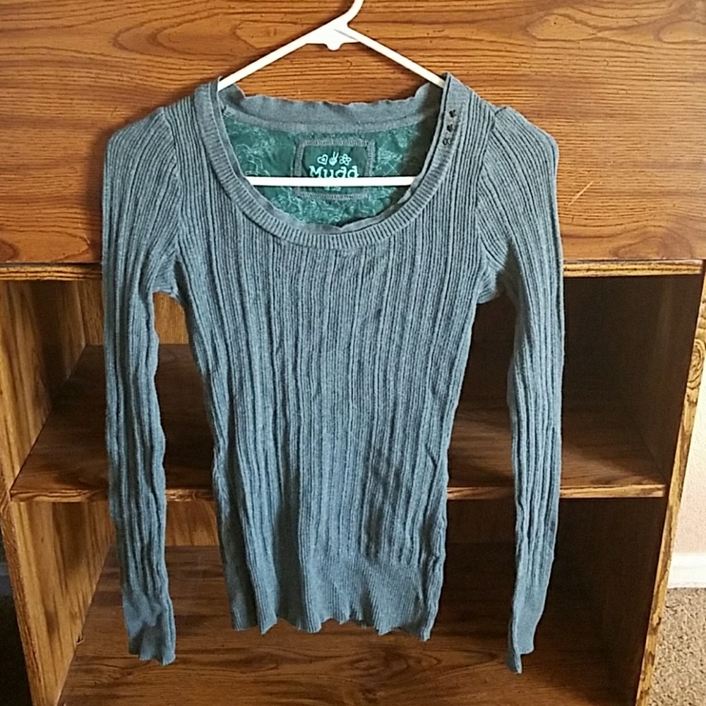 Teal Ribbed Knit Long Sleeve