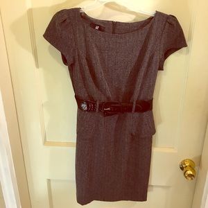 Peplum belted office dress