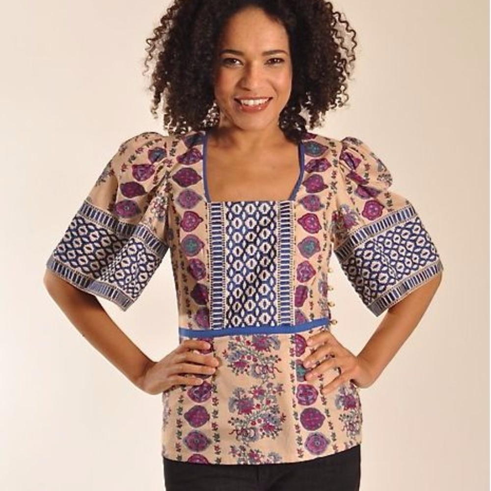 Plenty By Tracy Reese Square Neck Blouse In Floral