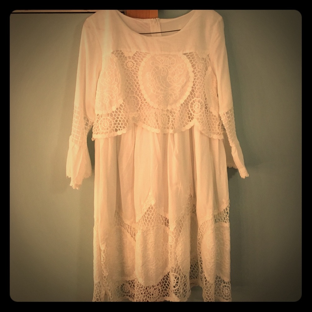 White lace boho dress