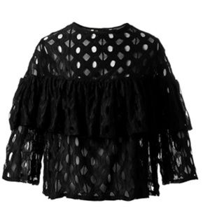BLDO ✨ Lace Cut-Out Ruffle Blouse