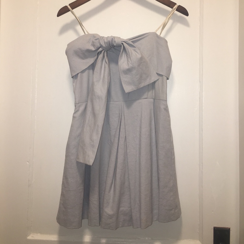 BCBGeneration Light blue linen strapless dress