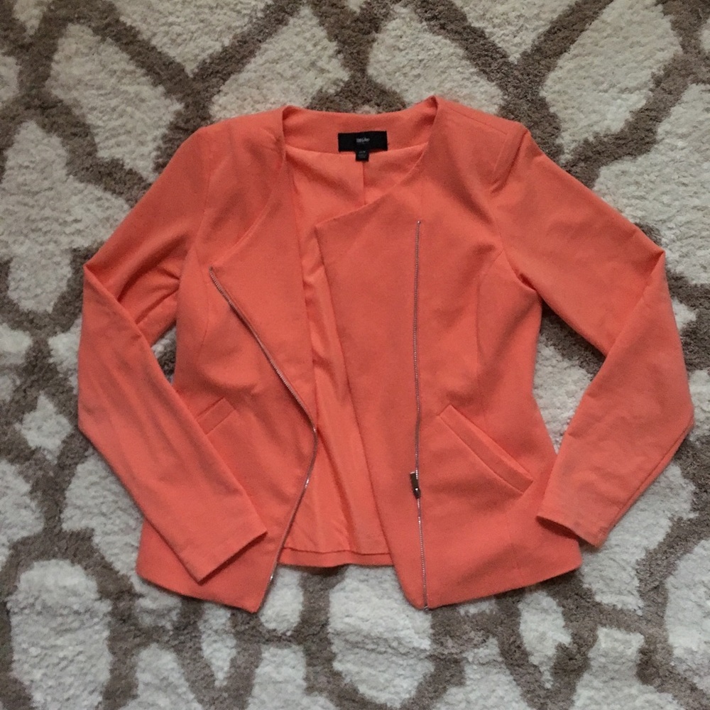 Coral cross-zip blazer