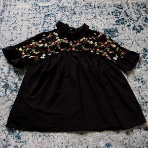 Shein Embroidered Collared Blouse