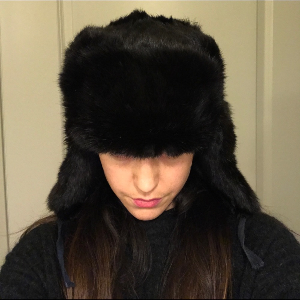 Real black bear fur hat