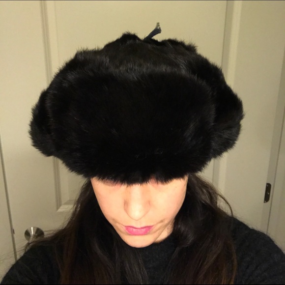 Real black bear fur hat