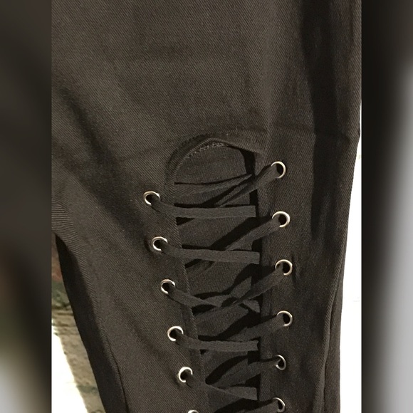 High Waist Lace Up Jean Leggings - Picture 5 of 7