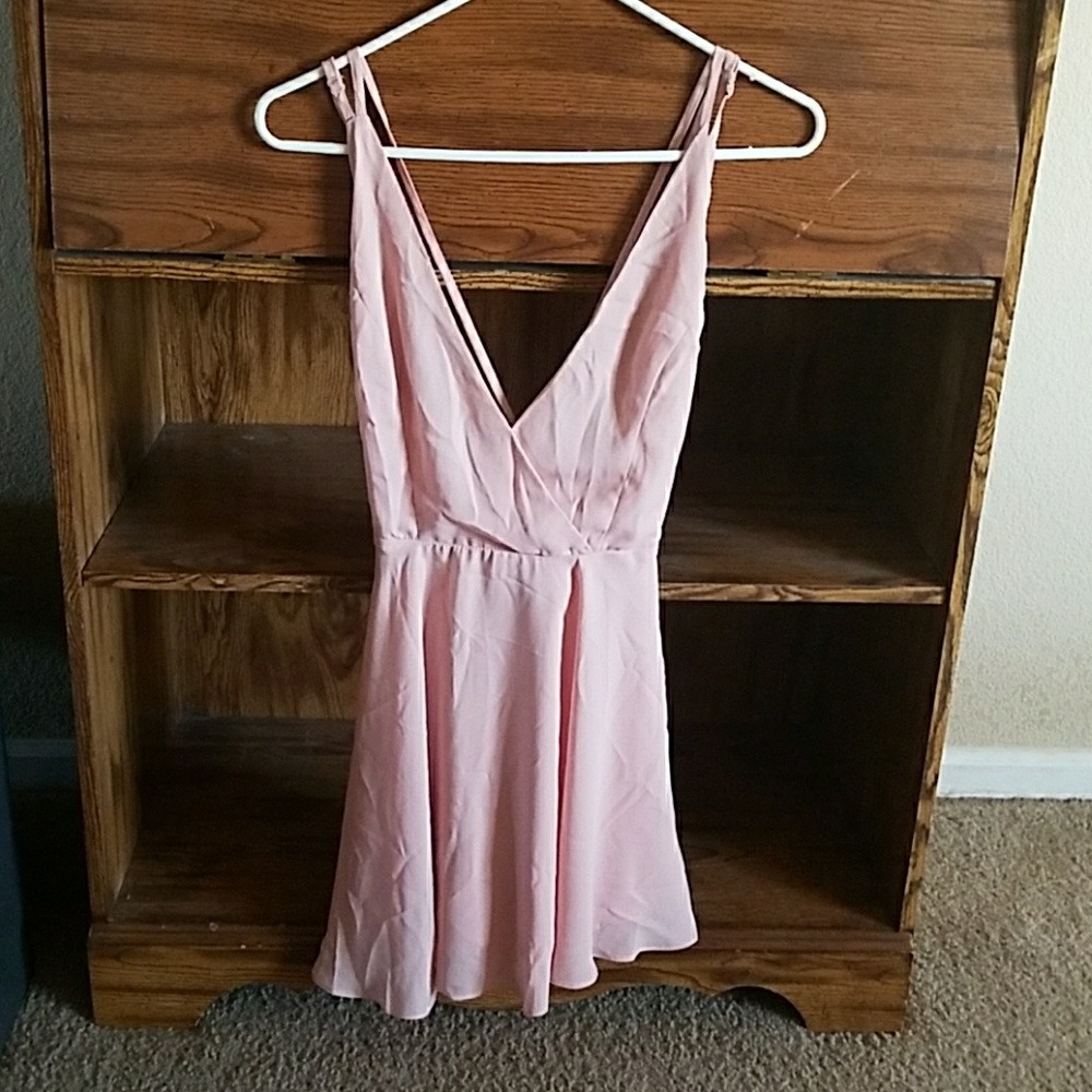 Blush v-neck slip dress