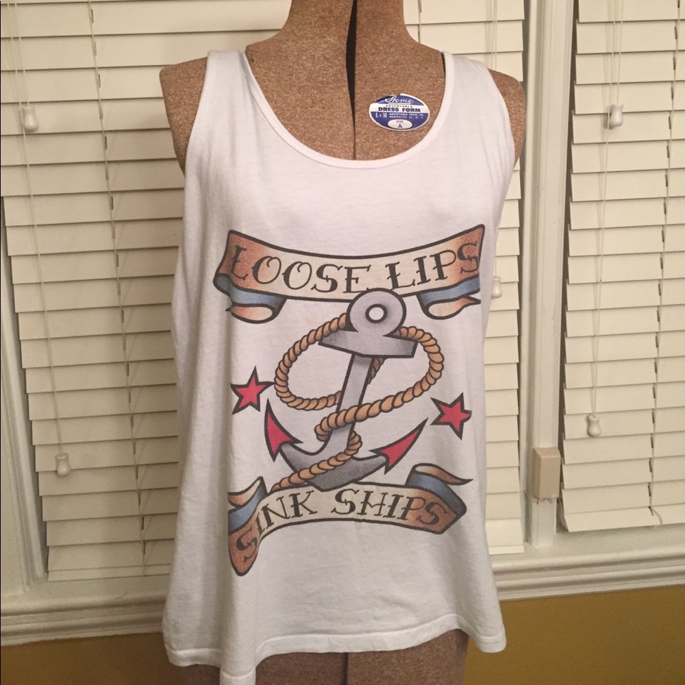Loose Lips Sunk Ships Racer Back Tank