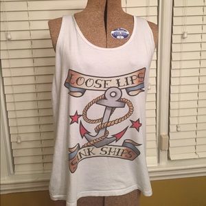 Loose Lips Sunk Ships Racer Back Tank
