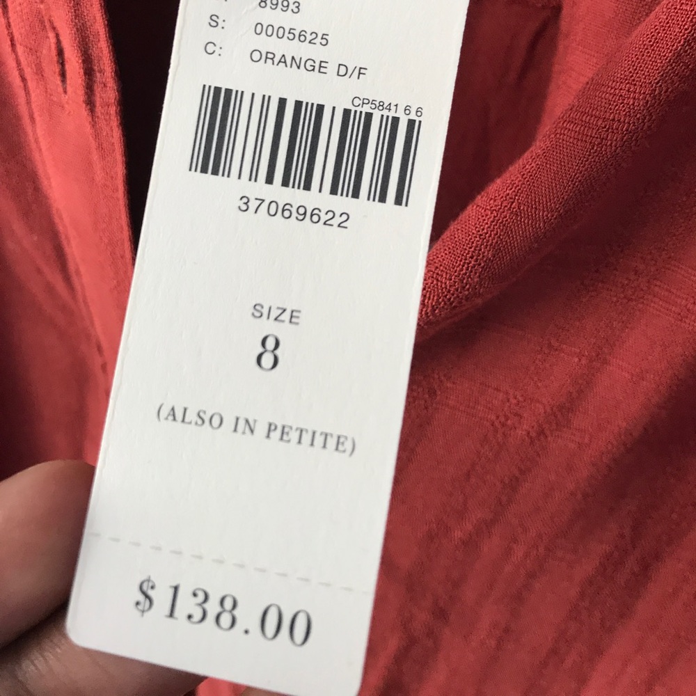 Maeve Anthropologie Rust Orange Butto Shirt SZ 8 - Picture 6 of 7