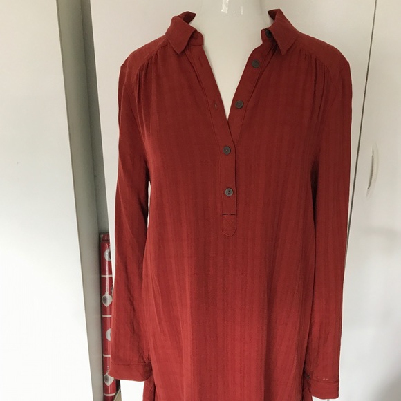 Maeve Anthropologie Rust Orange Butto Shirt SZ 8 - Picture 2 of 7