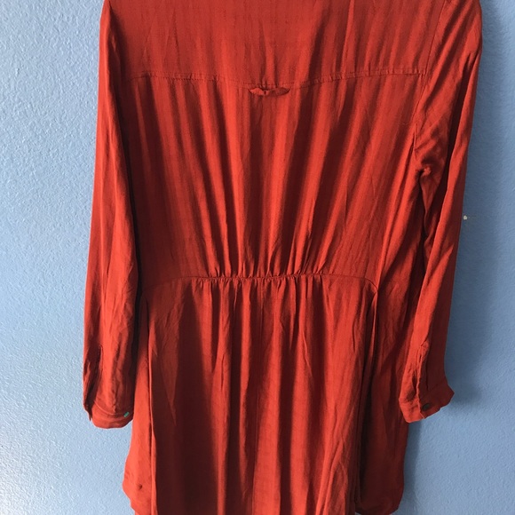 Maeve Anthropologie Rust Orange Butto Shirt SZ 8 - Picture 7 of 7