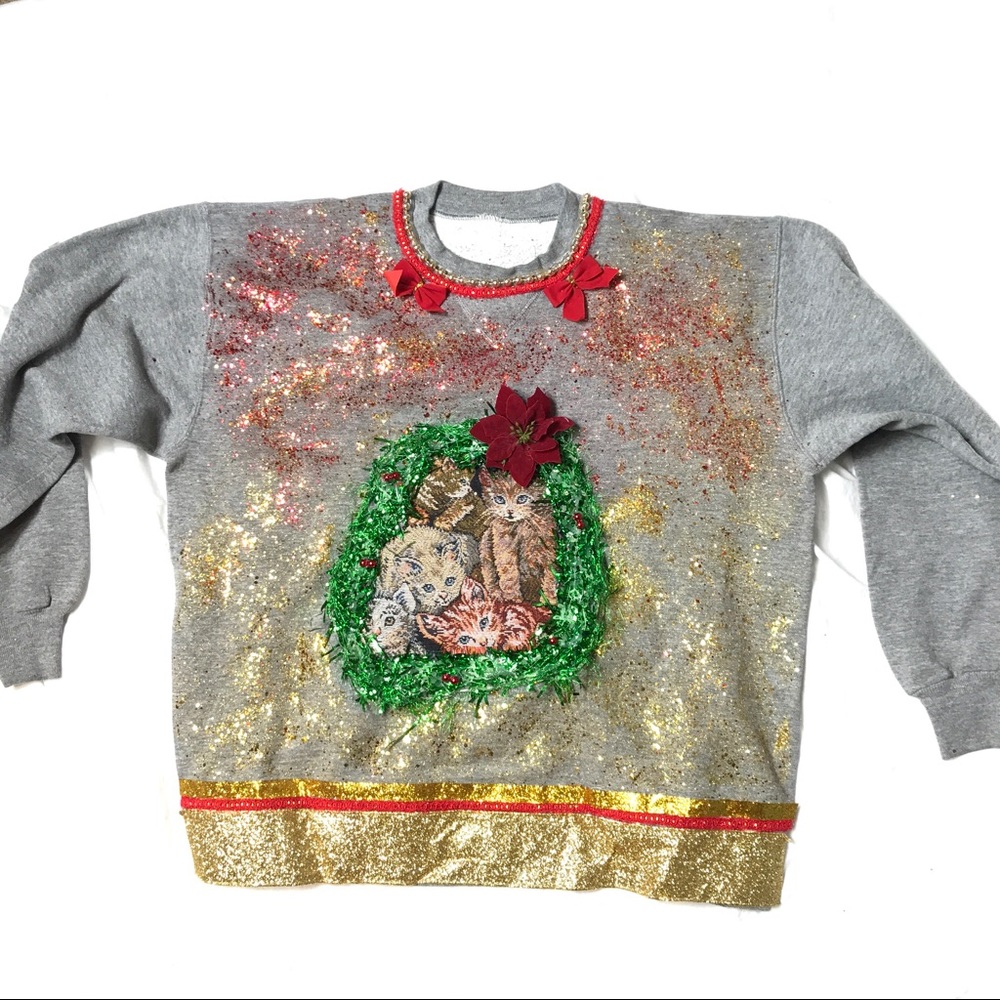 Ugly cat Christmas sweater