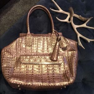 Perfect Gold embossed leather Brahmin bag