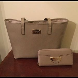 Taupe Michael Kors Tote & Wallet