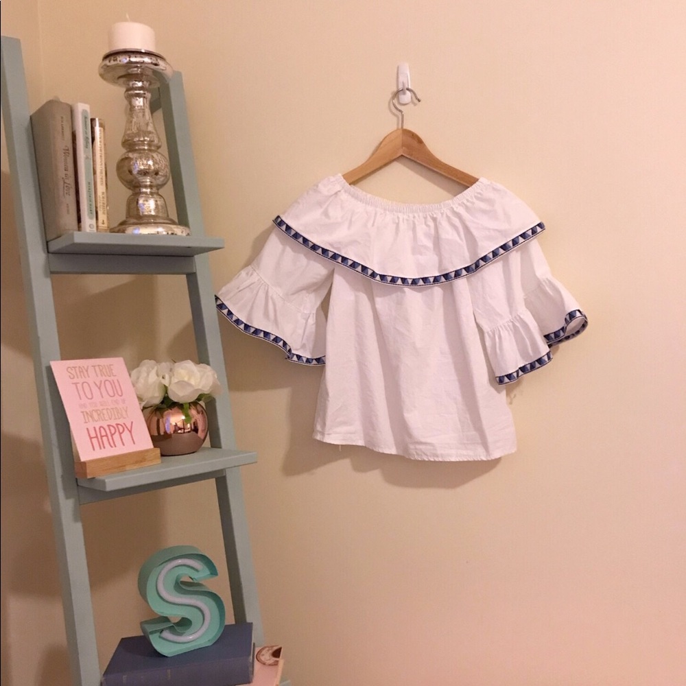 Off the shoulder Spanish style blouse