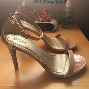 Nude heels with ankle strap