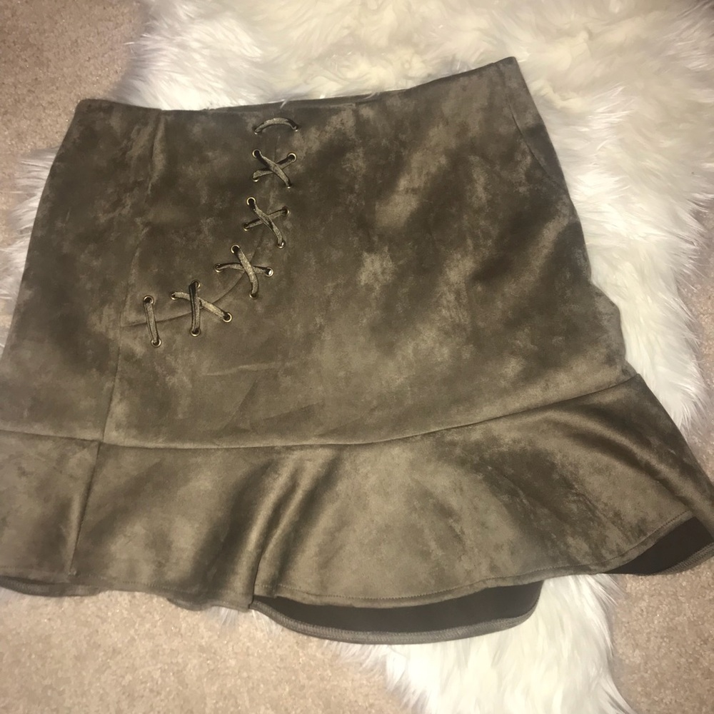 Suede mini skirt
