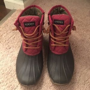 Red Quilted Sperry Duck Boots